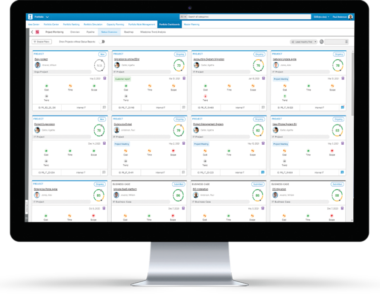 Sciforma platform on screen