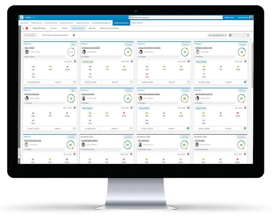 Sciforma platform on screen